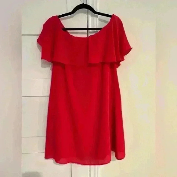 Halston Red Off the Shoulder Mini Dress- Size 8- NWOT- Excellent Condition - Picture 4 of 4